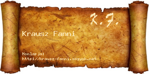 Krausz Fanni névjegykártya